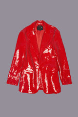 OVERSIZED RAGGED BLAZER - RED SEQUIN | R13 sale