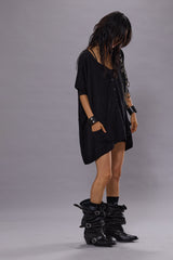 BOXY CARDIGAN DRESS - BLACK | R13 US