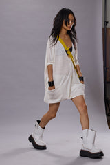 BOXY CARDIGAN DRESS - ECRU | R13 ONLINE