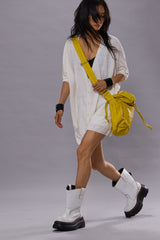 BOXY CARDIGAN DRESS - ECRU | R13 ONLINE