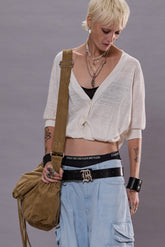 ELBOW SLEEVE BALLOON CARDIGAN - ECRU | R13 outlet