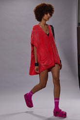 SLEEVELESS BOXY CARDIGAN DRESS - RED | R13 for sale