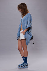 SLEEVELESS BOXY CARDIGAN DRESS - LIGHT BLUE | R13 near me