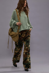 WIDE LEG UTILITY PANT - CAMO | R13 near me