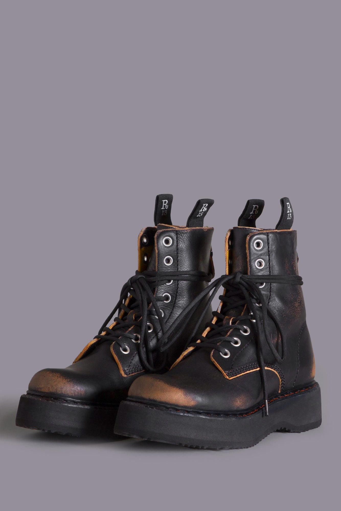 Single Stack Lace Up Boots Deinm | R13 ONLINE