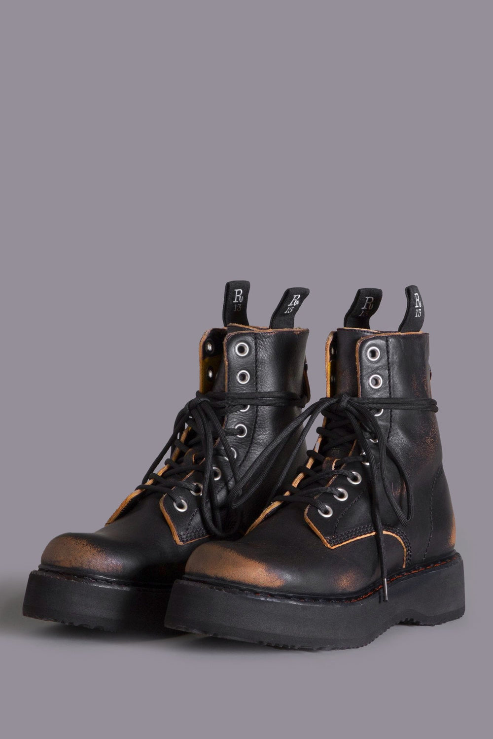 Single Stack Lace Up Boots Deinm | R13 ONLINE
