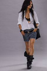 Drop Neck Oxford Shirt- White Denim | R13 US