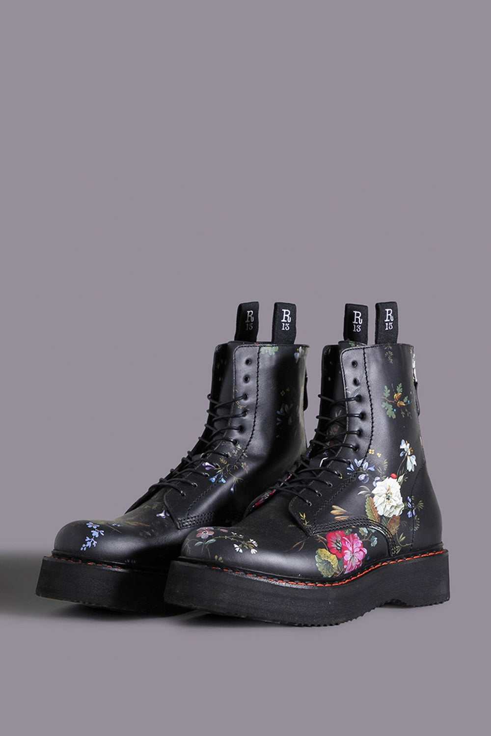 SINGLE STACK BOOT - BLACK FLORAL | R13 sale