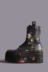 DOUBLE STACK BOOT - BLACK FLORAL COMBAT BOOTS | R13 discount