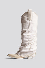 Mid Cowboy Boot with Sleeve - White Denim Denim | R13 discount