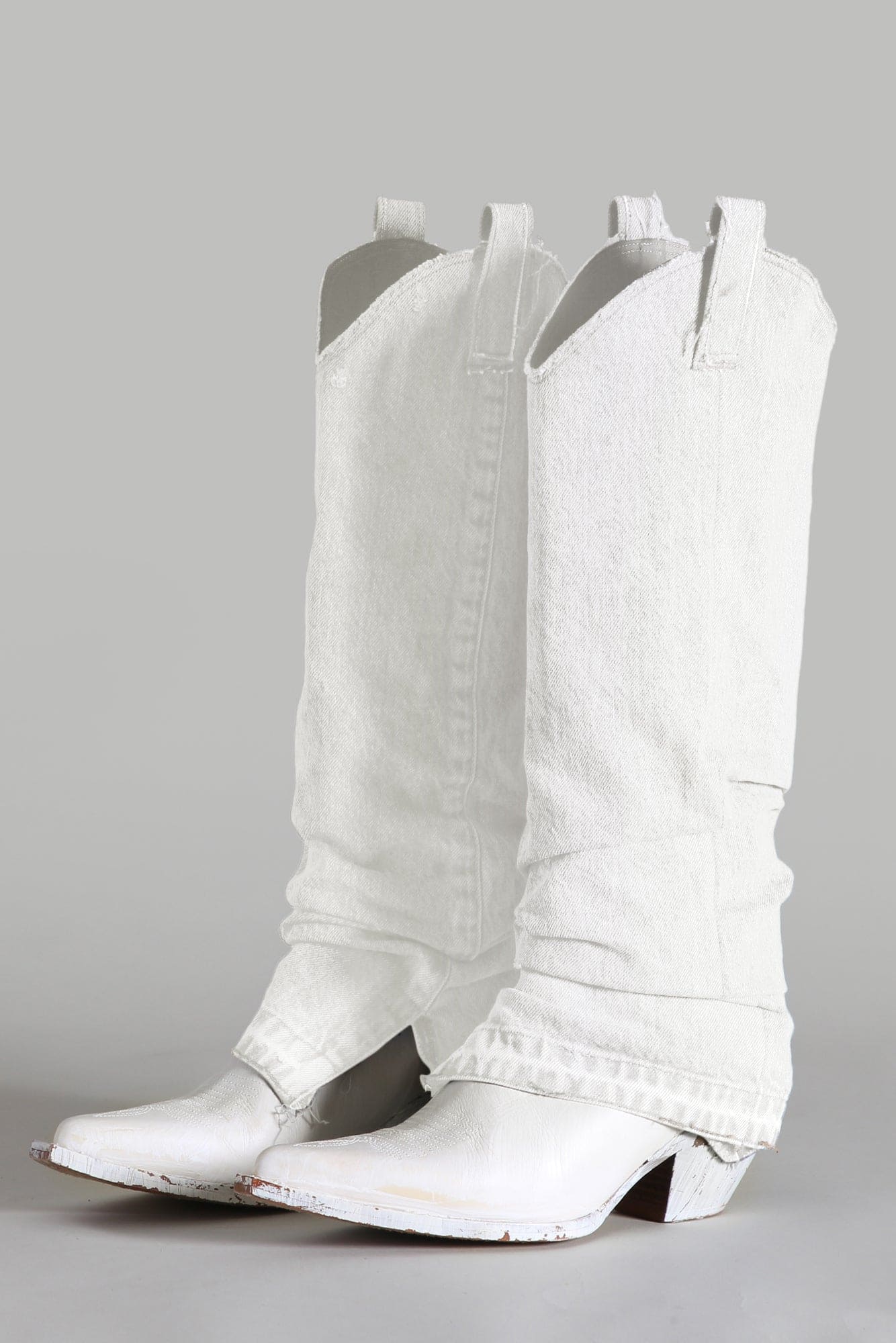 Mid Cowboy Boot with Sleeve - White Denim Denim | R13 discount