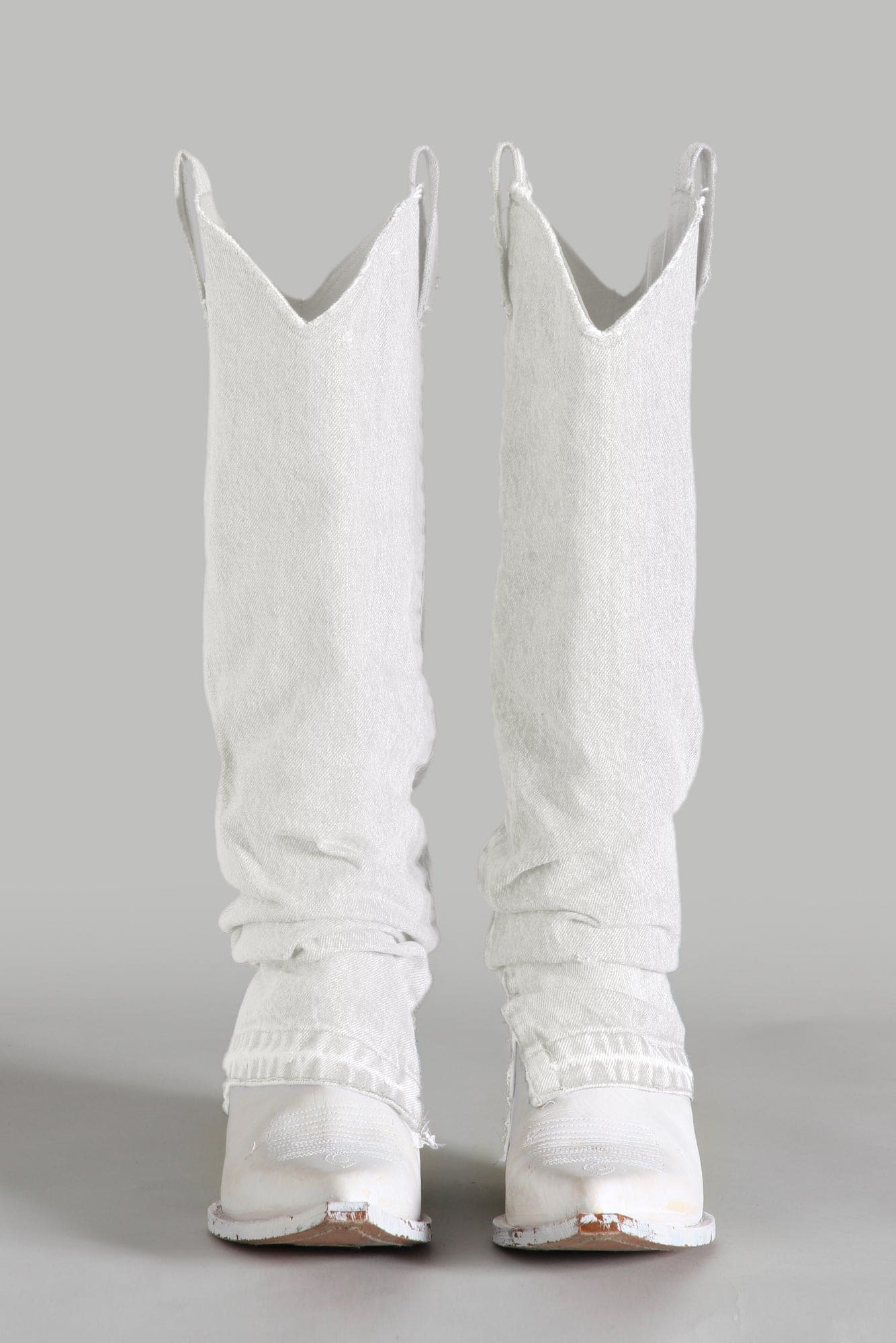 Mid Cowboy Boot with Sleeve - White Denim Denim | R13 discount