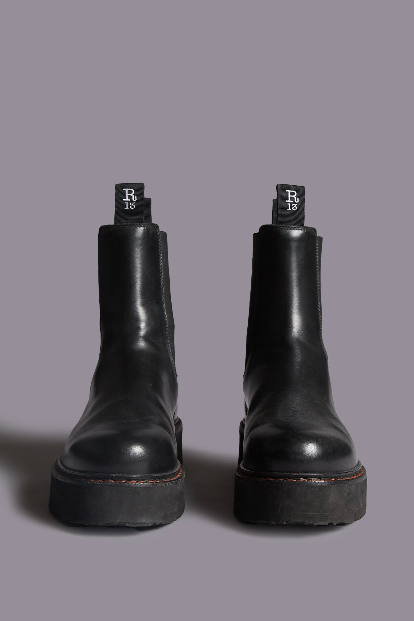 SINGLE STACK CHELSEA BOOT - BLACK | R13 sale