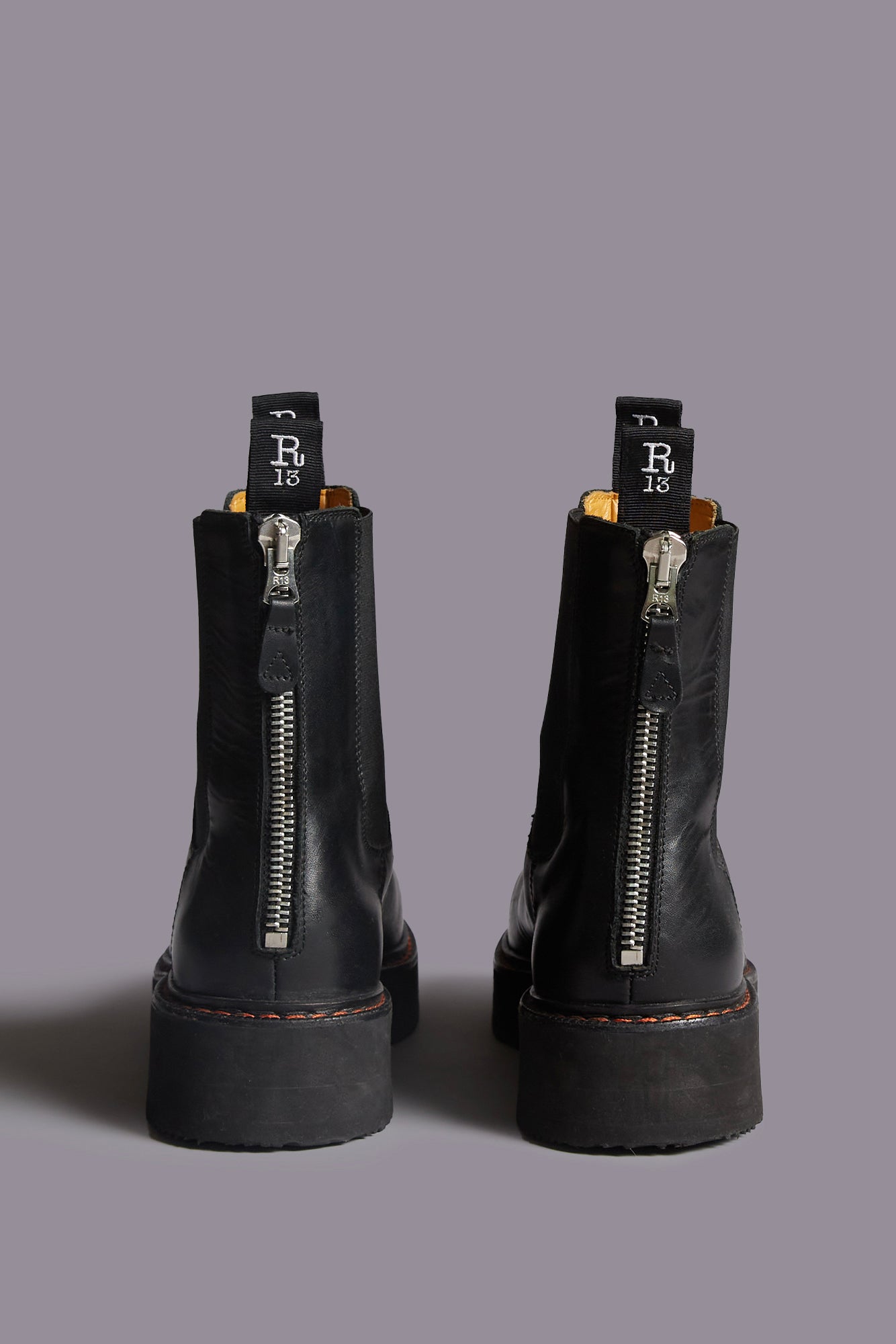 SINGLE STACK CHELSEA BOOT - BLACK | R13 sale