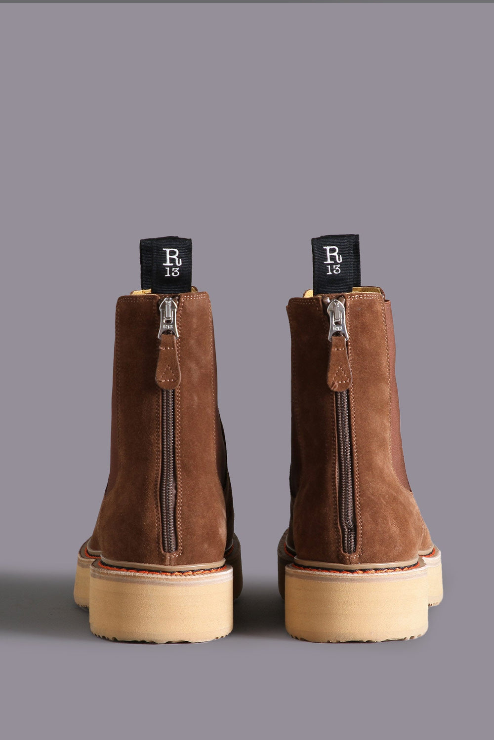 SINGLE STACK CHELSEA BOOT - BROWN SUEDE | R13 discount