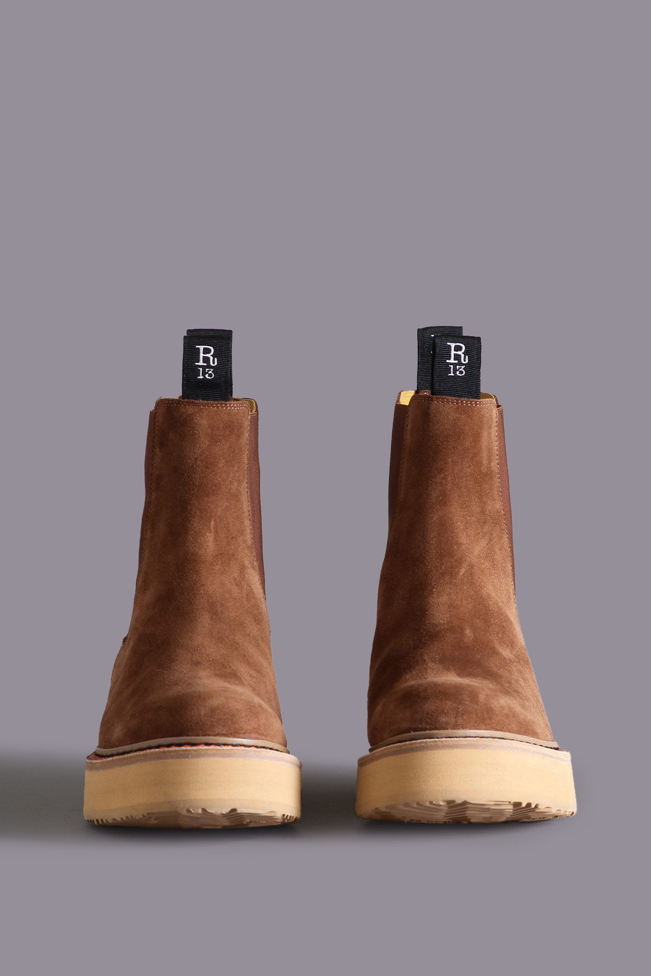 SINGLE STACK CHELSEA BOOT - BROWN SUEDE | R13 discount
