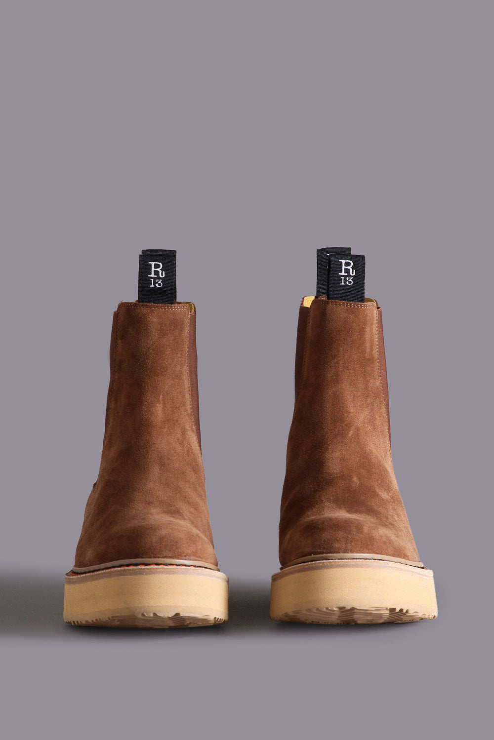 SINGLE STACK CHELSEA BOOT - BROWN SUEDE | R13 discount