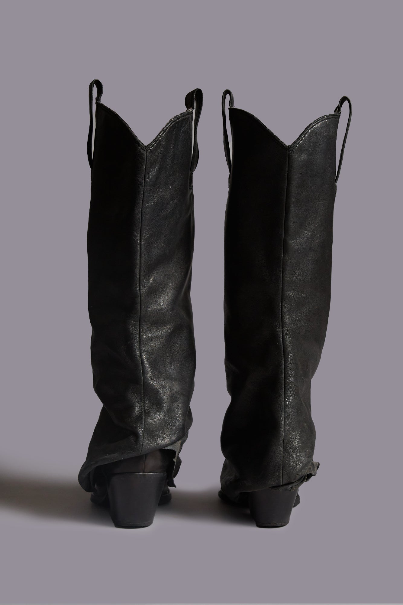 MID COWBOY BOOTS WITH SLEEVE - BLACK LEATHER | R13 outlet