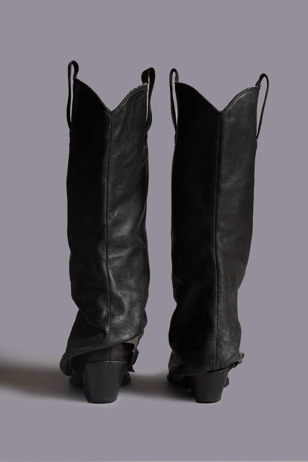 MID COWBOY BOOTS WITH SLEEVE - BLACK LEATHER | R13 outlet