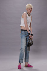 Distressed Tank - Ecru Denim Official Site | R13 outlet