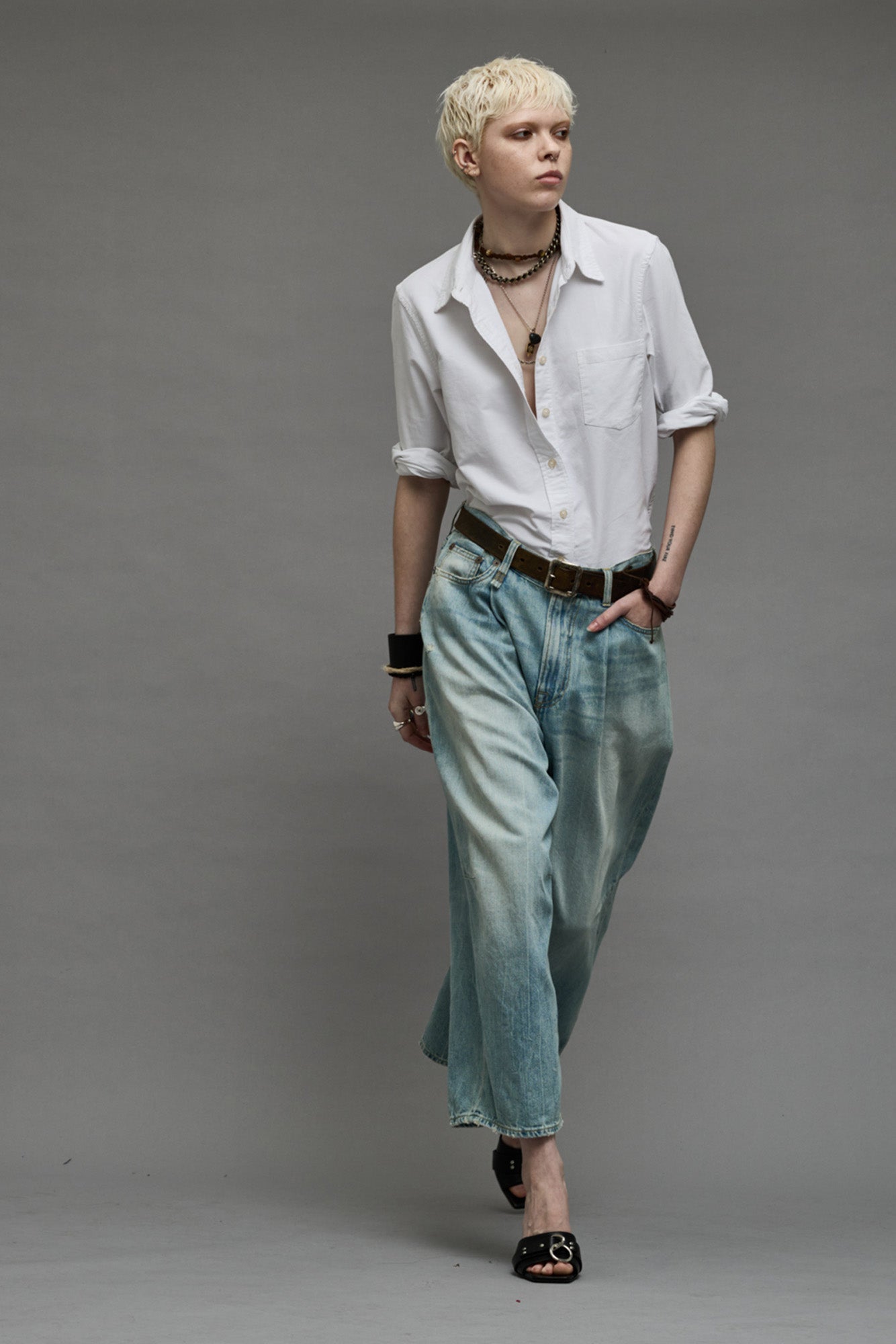 CROPPED WIDE LEG JEAN - TONI BLUE | R13 for sale