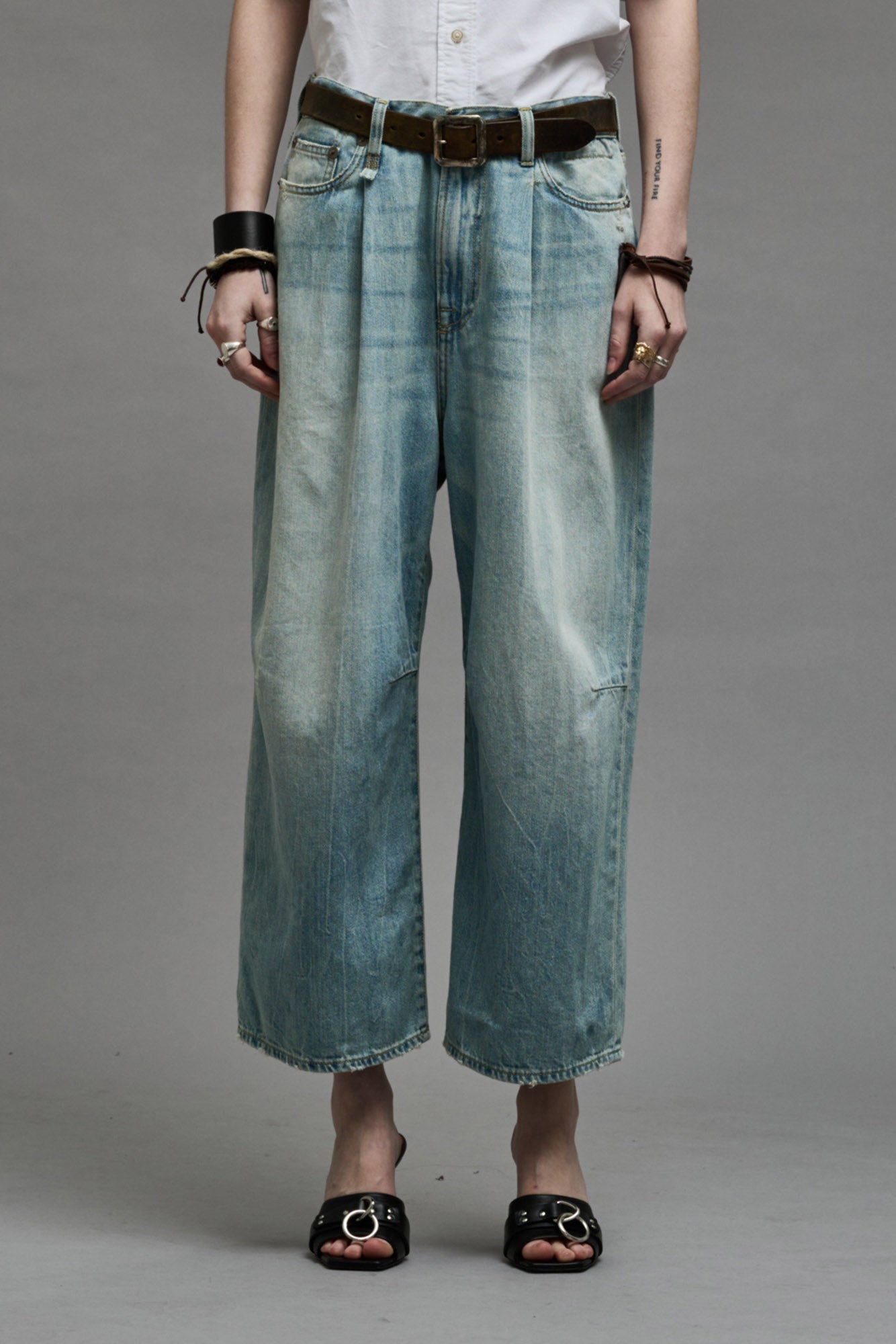 CROPPED WIDE LEG JEAN - TONI BLUE | R13 for sale