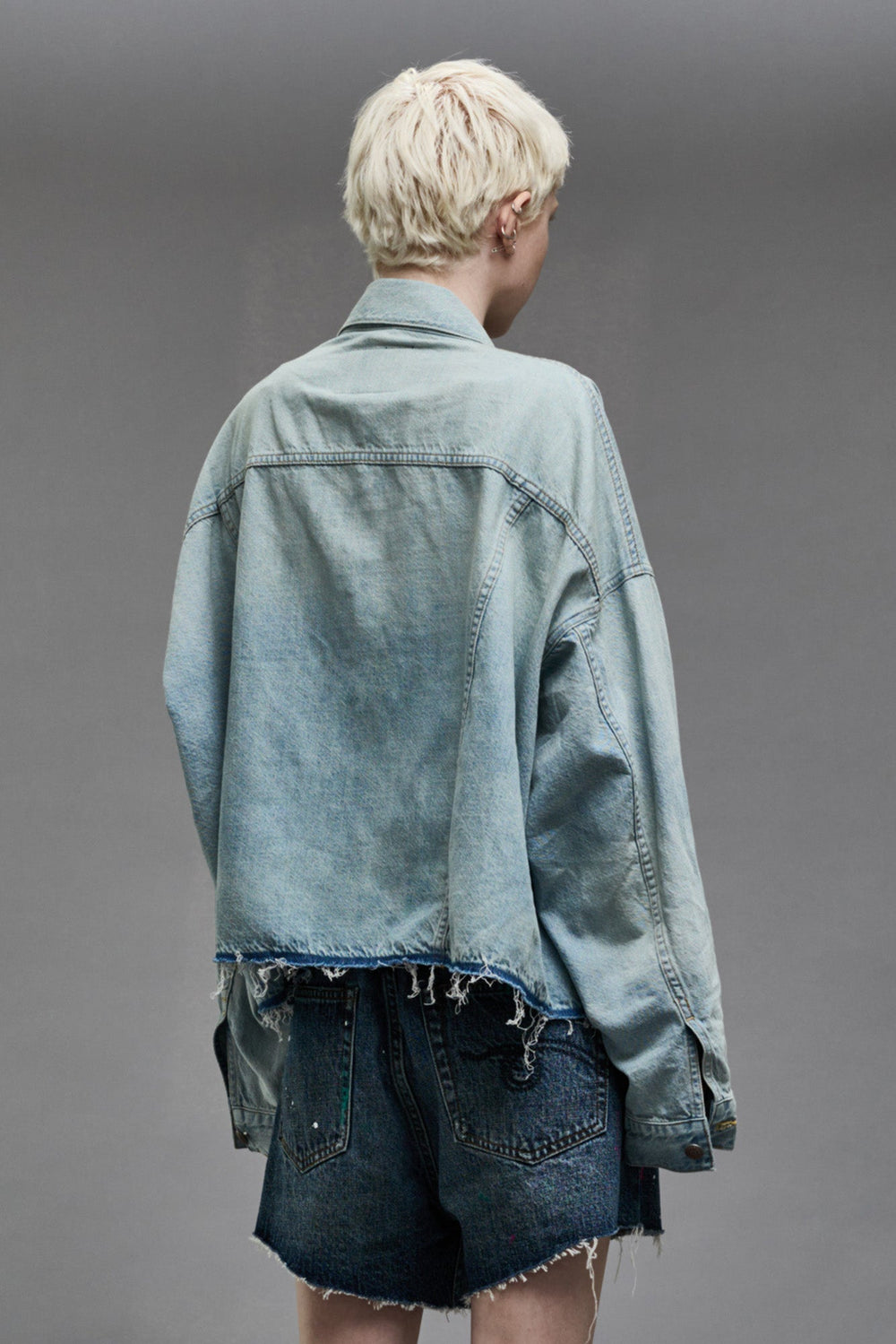 OVERSIZED CUT-OFF TRUCKER JACKET - LENNON BLUE | R13 discount