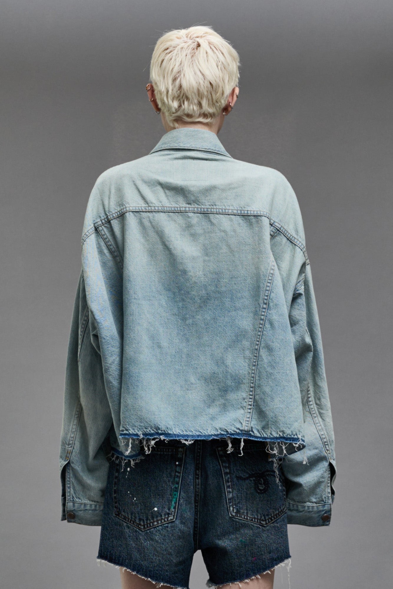 OVERSIZED CUT-OFF TRUCKER JACKET - LENNON BLUE | R13 discount