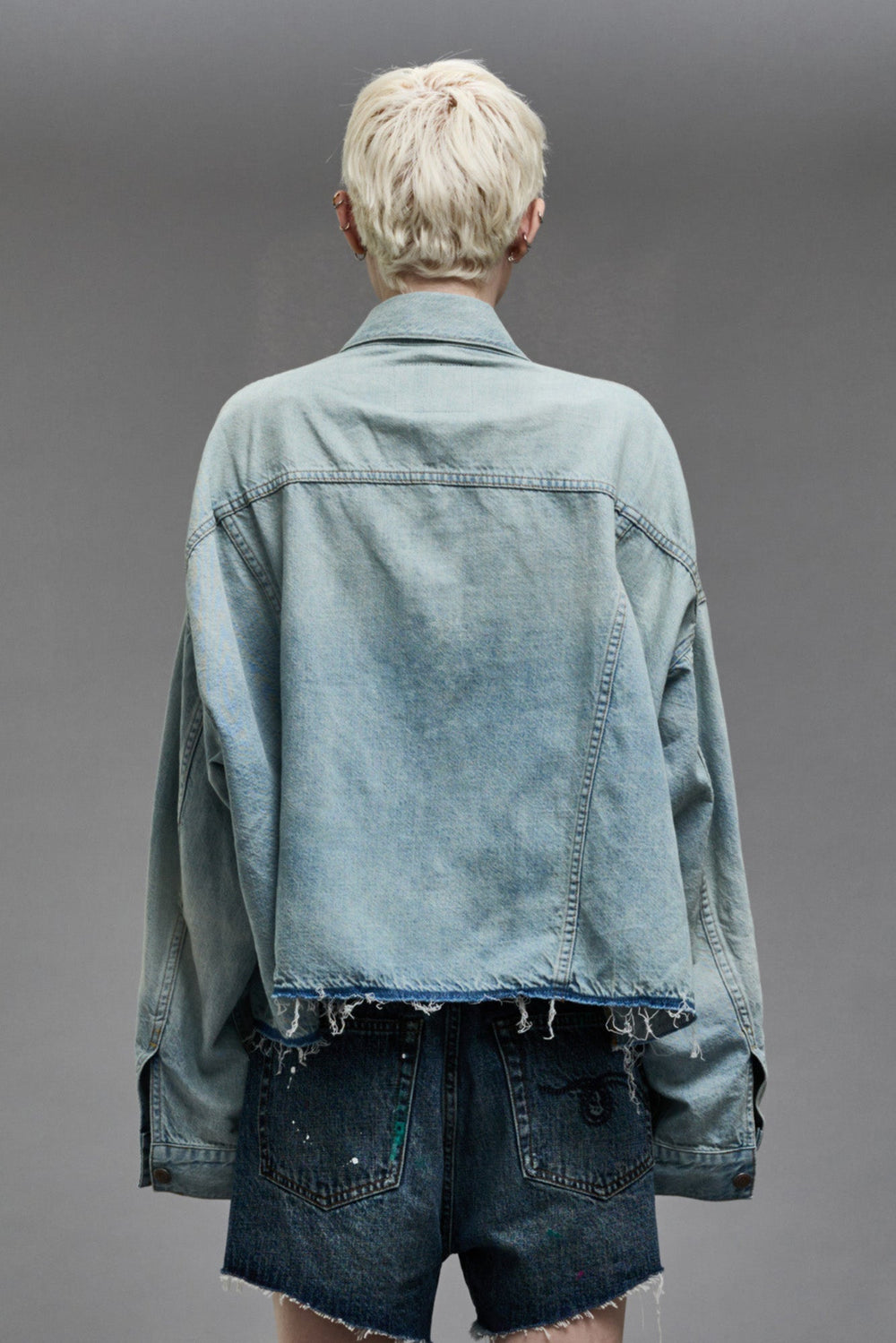 OVERSIZED CUT-OFF TRUCKER JACKET - LENNON BLUE | R13 discount