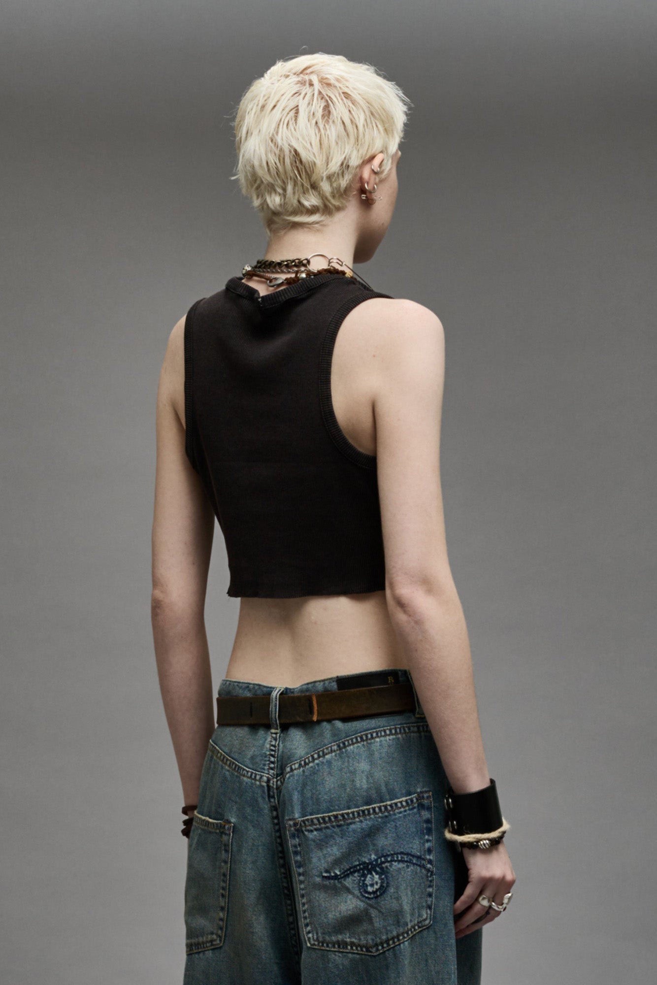 HENLEY TANK - WASHED BLACK | R13 discount