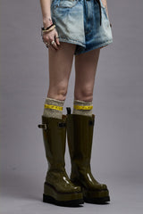PATCH ENGINEER BOOT - PATENT OLIVE | R13 for sale