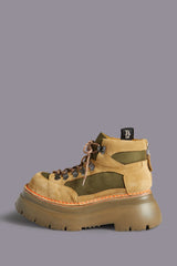BULKY TRAILBLAZER HIKING BOOT - BROWN AND OLIVE | R13 outlet