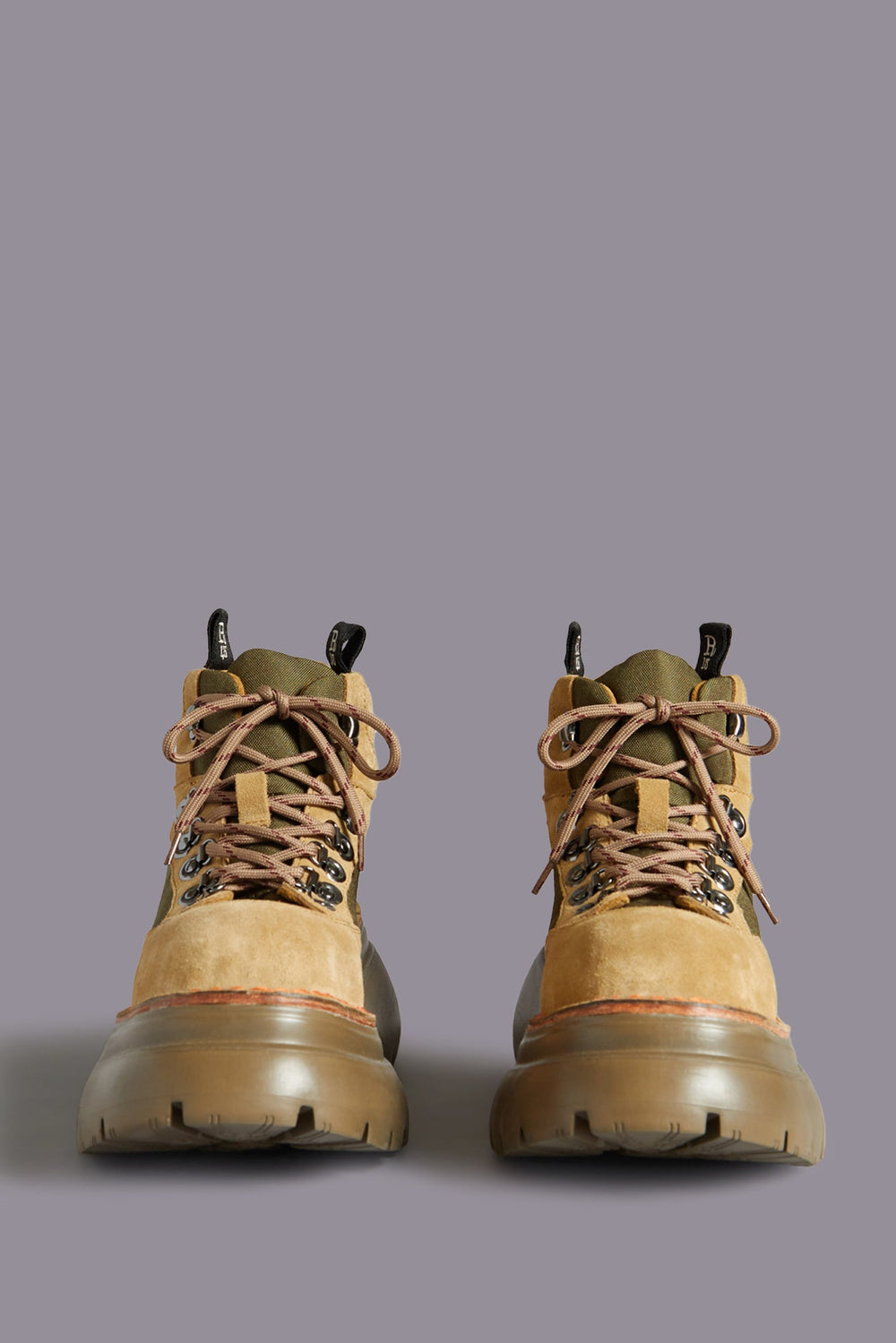 BULKY TRAILBLAZER HIKING BOOT - BROWN AND OLIVE | R13 outlet