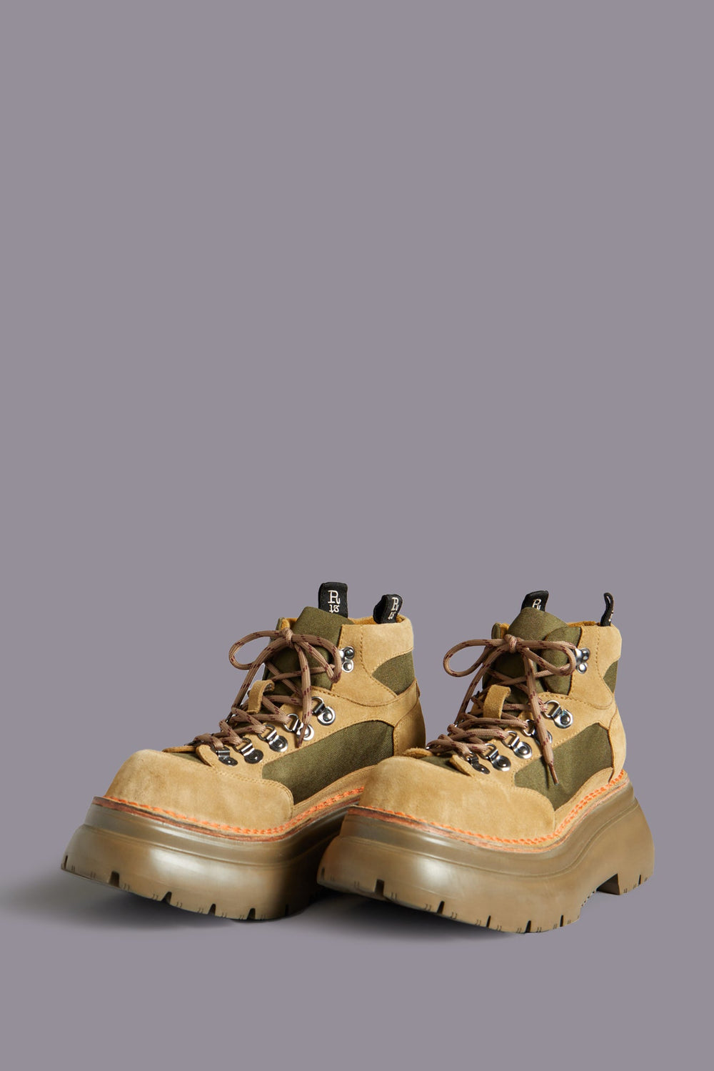 BULKY TRAILBLAZER HIKING BOOT - BROWN AND OLIVE | R13 outlet