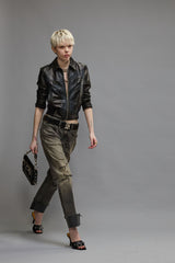 CUFFED ROMEO JEANS - HAYNE SELVEDGE BLACK | R13 sale