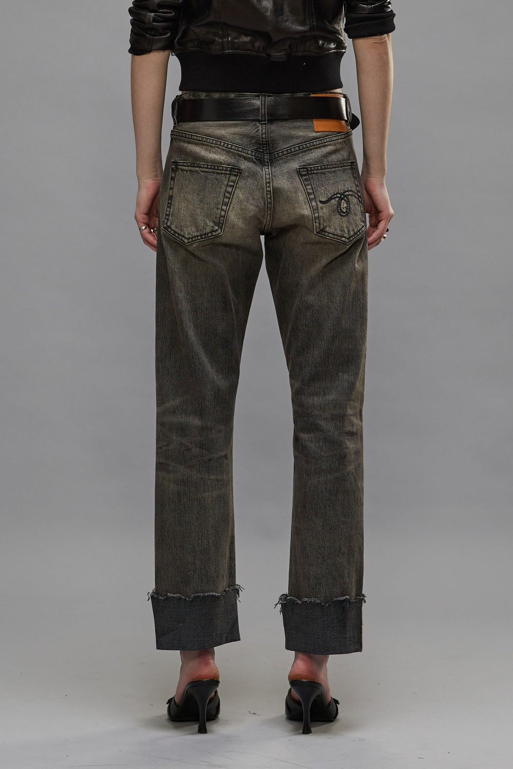 CUFFED ROMEO JEANS - HAYNE SELVEDGE BLACK | R13 sale