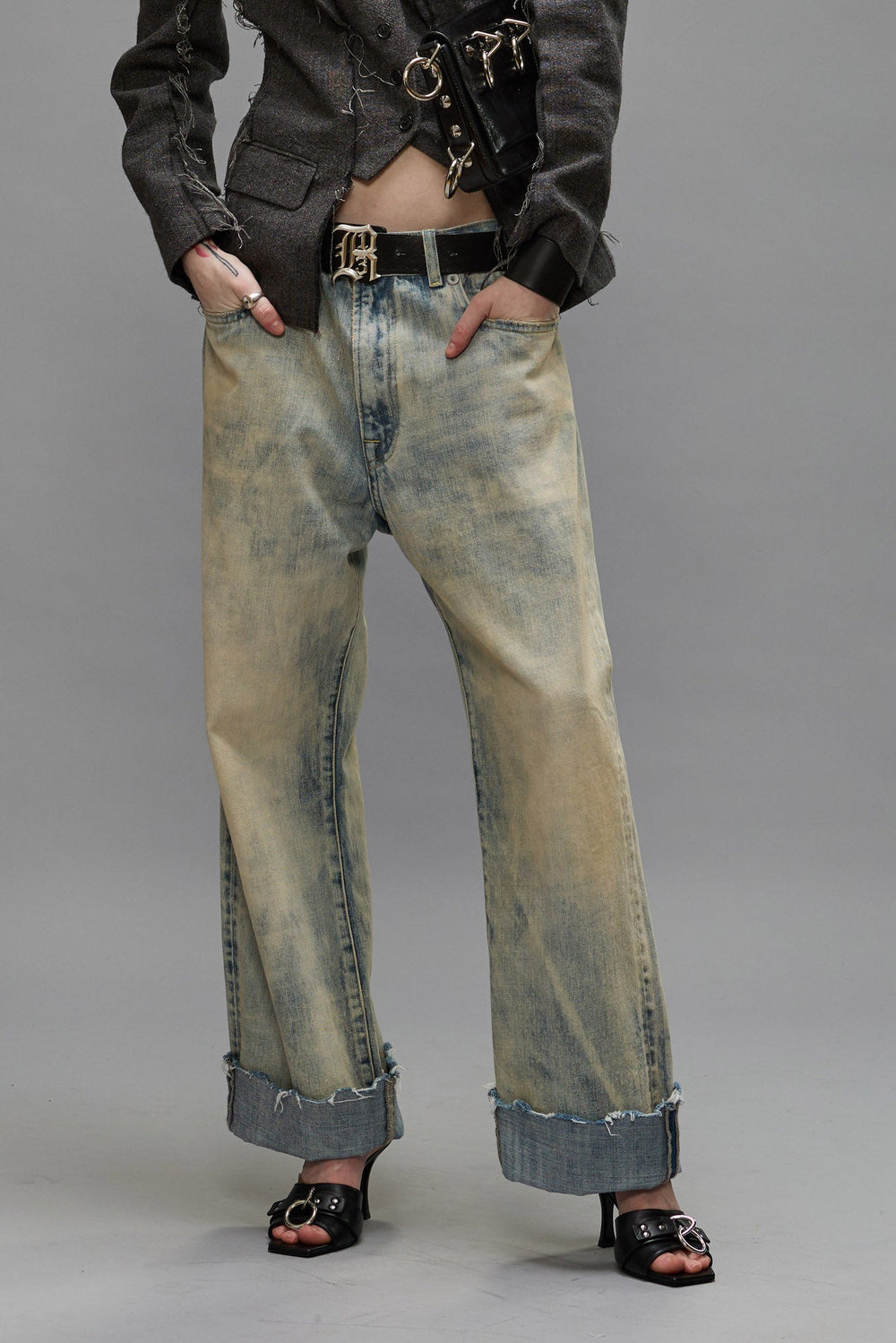 CUFFED X-BOYFRIEND JEANS - VINTAGE ASH BLUE | R13 outlet