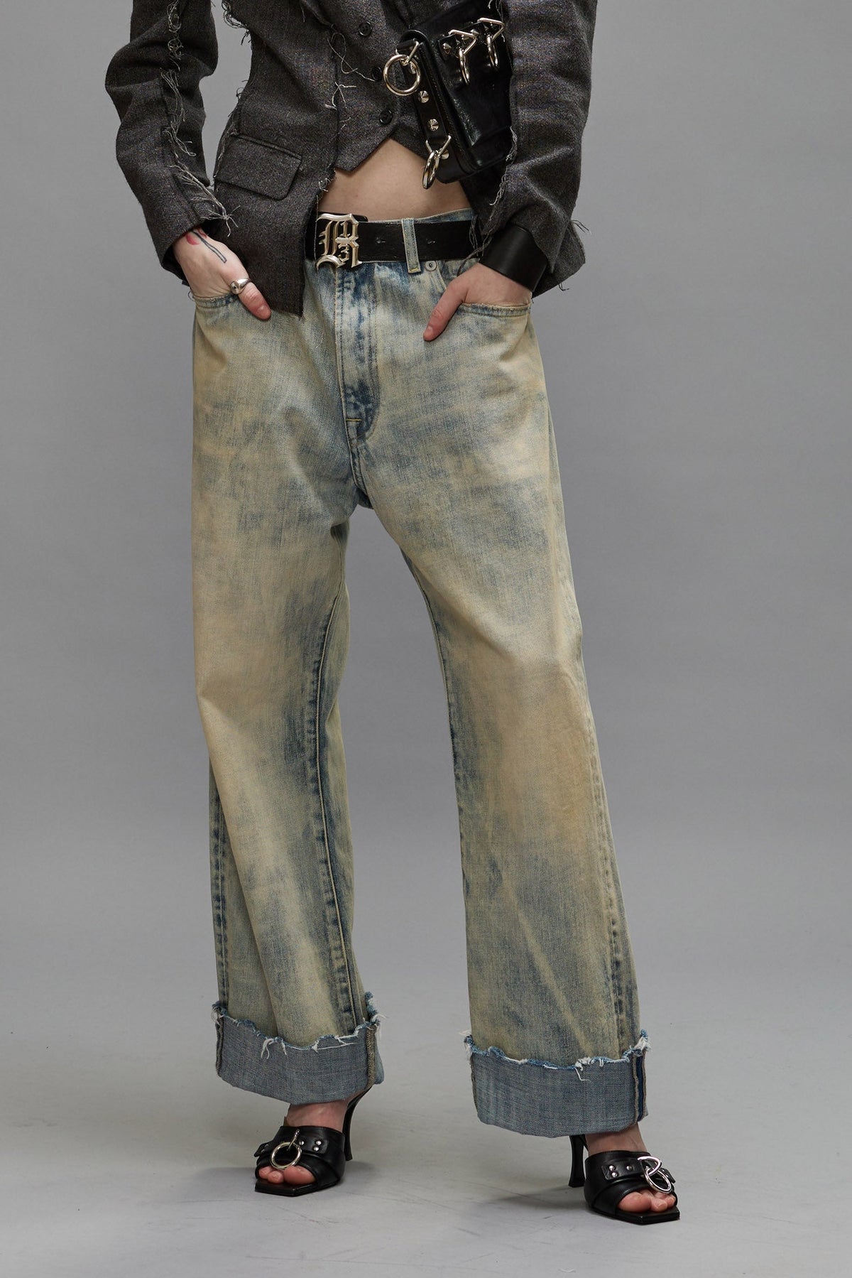 CUFFED X-BOYFRIEND JEANS - VINTAGE ASH BLUE | R13 outlet