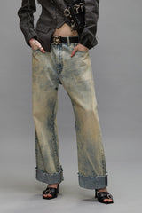 CUFFED X-BOYFRIEND JEANS - VINTAGE ASH BLUE | R13 outlet
