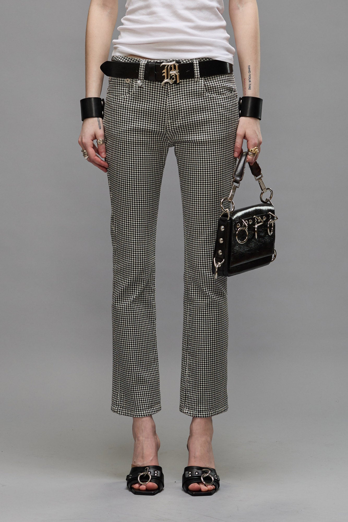 KICK FIT - PRINTED HOUNDSTOOTH JEANS | R13 sale