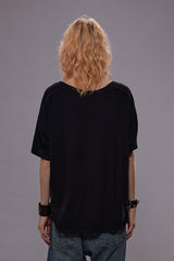 RELAXED CASHMERE V-NECK TEE - BLACK | R13 ONLINE