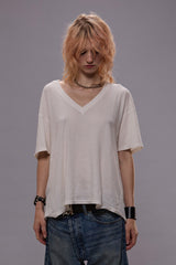 RELAXED CASHMERE V-NECK TEE - WHITE | R13 ONLINE