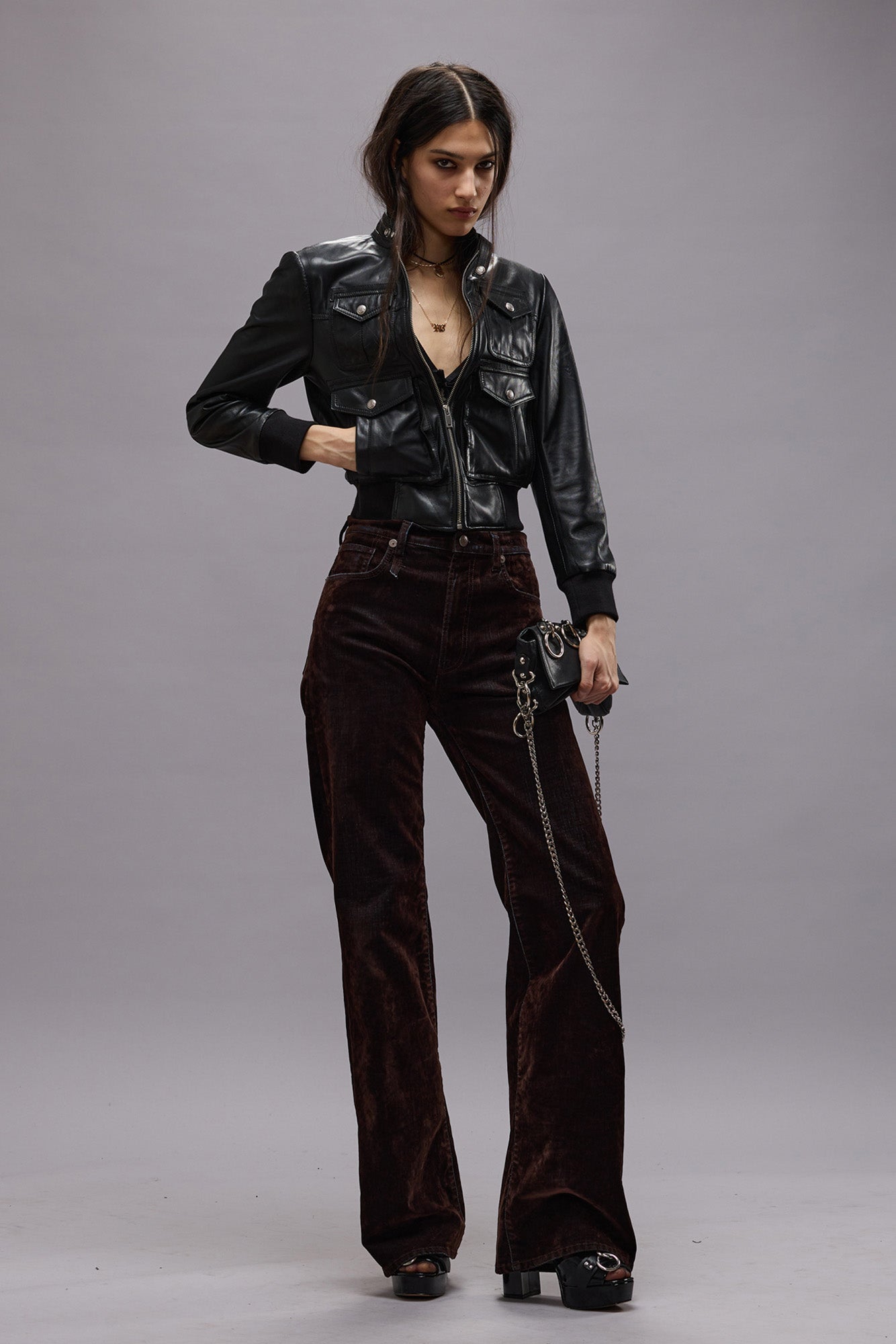 SHRUNKEN ZIP-UP LEATHER JACKET - BLACK | R13 US