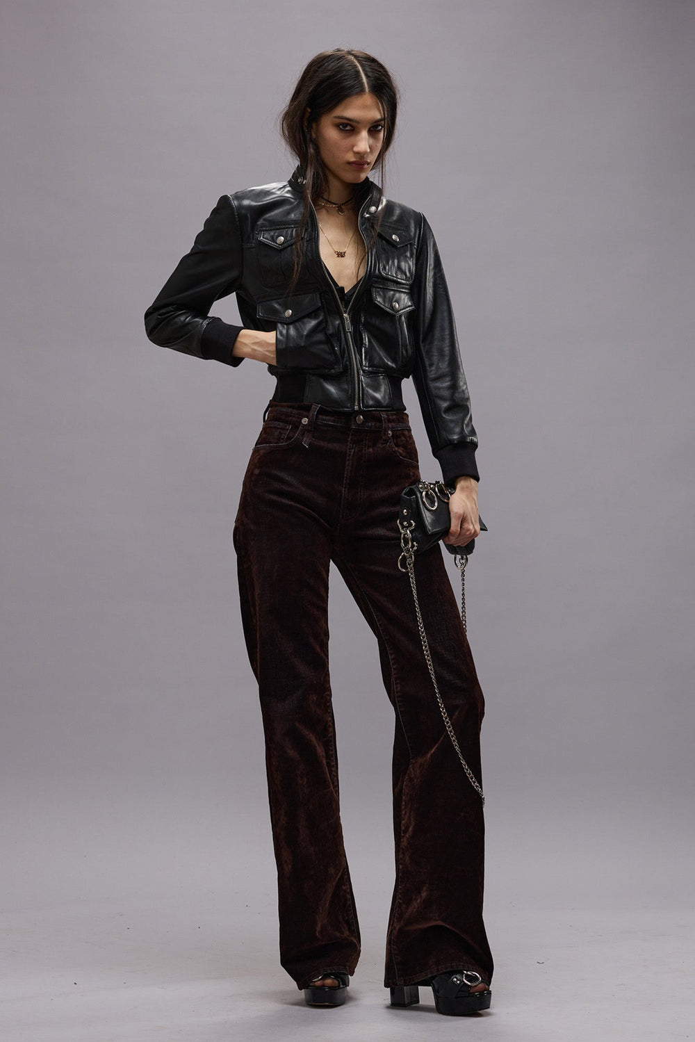 SHRUNKEN ZIP-UP LEATHER JACKET - BLACK | R13 US
