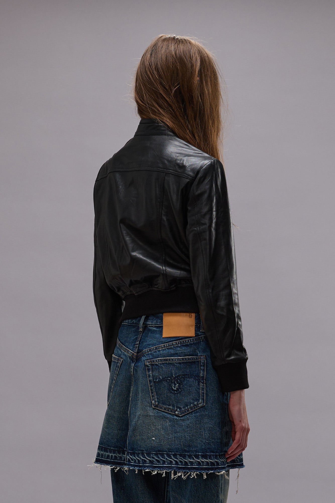 SHRUNKEN ZIP-UP LEATHER JACKET - BLACK | R13 US