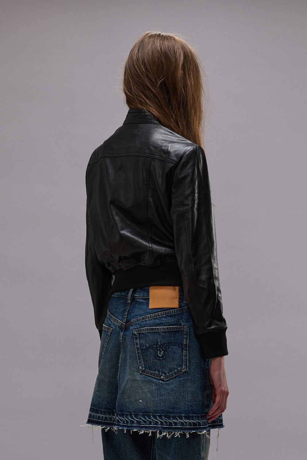 SHRUNKEN ZIP-UP LEATHER JACKET - BLACK | R13 US