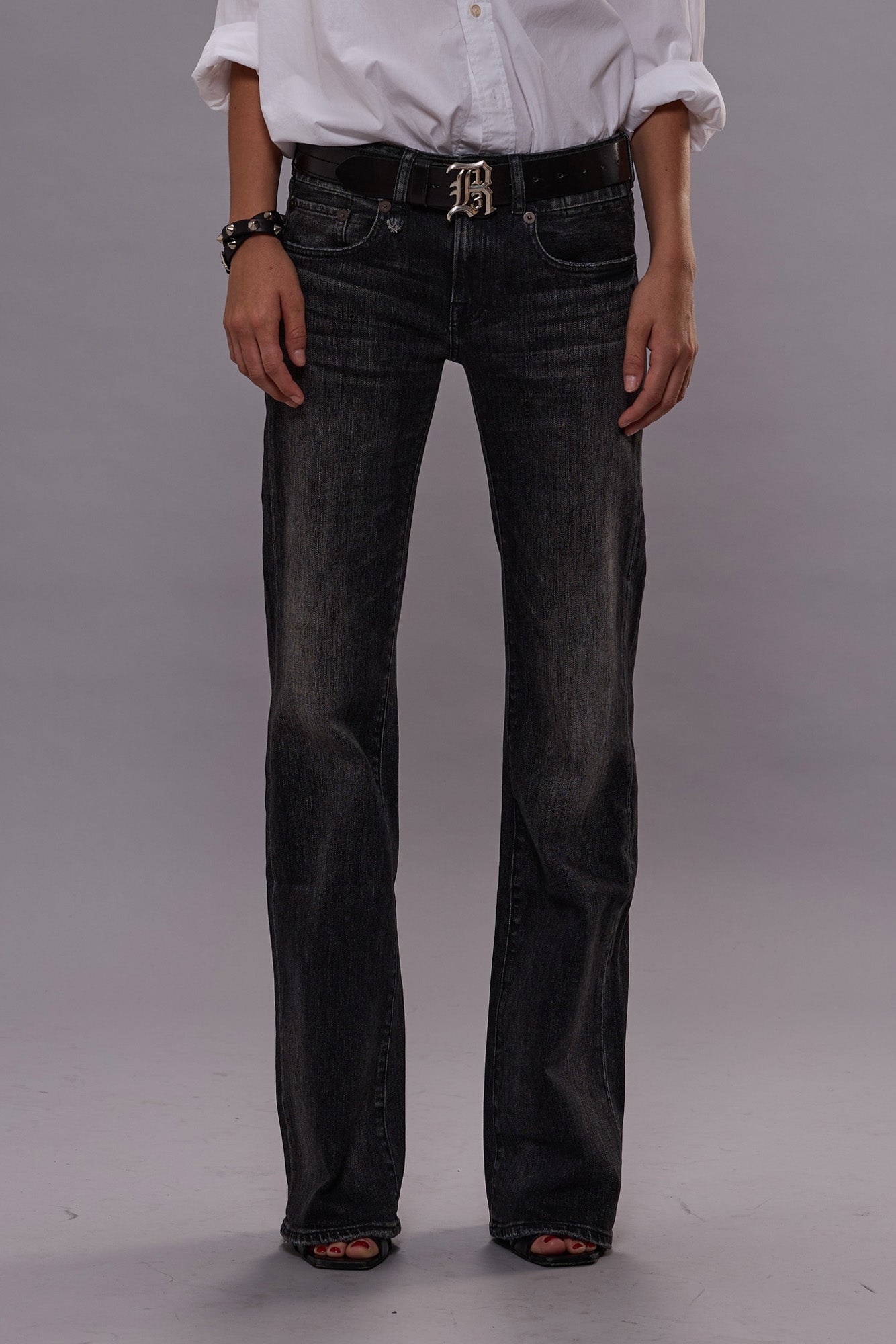 BOY FLARE JEANS - KENNET BLACK STRETCH | R13 ONLINE