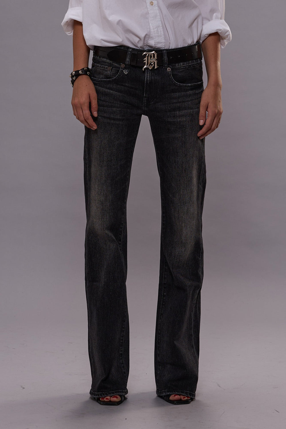 BOY FLARE JEANS - KENNET BLACK STRETCH | R13 ONLINE