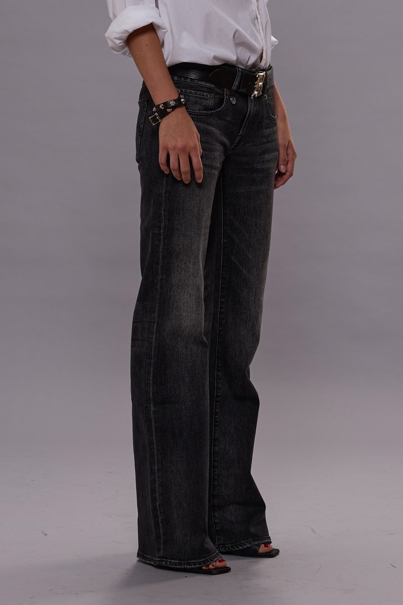 BOY FLARE JEANS - KENNET BLACK STRETCH | R13 ONLINE