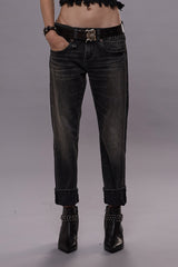 BOY STRAIGHT JEANS - KENNET BLACK STRETCH -R13 | R13 US